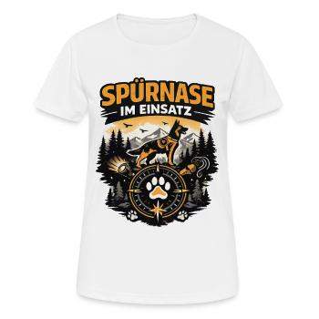 Spürnase im Einsatz Rettungshund - Frauen T-Shirt atmungsaktiv - Weiß - Vorne - AI Model Female 172 dark (172cm)
