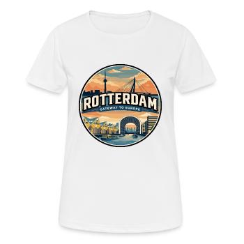 Insigne rétro Erasmus Rotterdam Bridge - T-shirt respirant Femme - blanc - Devant - AI Model Female 172 dark (172cm)