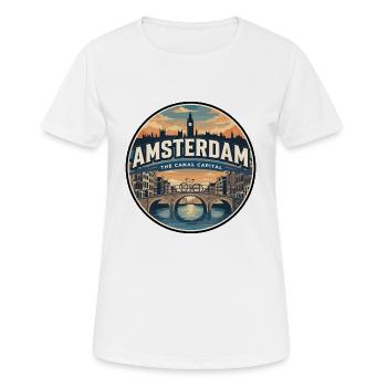 Emblème rétro des maisons du canal d’Amsterdam - T-shirt respirant Femme - blanc - Devant - AI Model Female 172 dark (172cm)