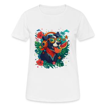 Beach dog in tropical glasses - Women's Breathable T-Shirt - white - Front - AI Model Female 172 dark (172cm)
