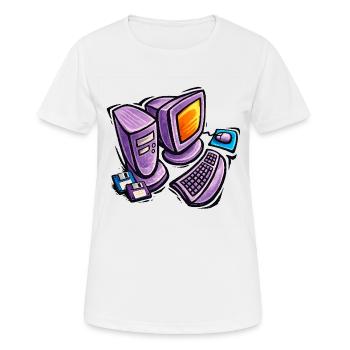 Croquis rétro sur ordinateur en violet - T-shirt respirant Femme - blanc - Devant - AI Model Female 172 dark (172cm)
