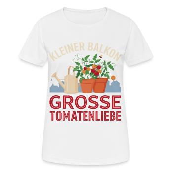 Kleiner Balkon Große Tomatenliebe - Frauen T-Shirt atmungsaktiv - Weiß - Vorne - AI Model Female 172 dark (172cm)