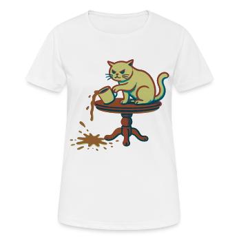 Le chat renverse la tasse - T-shirt respirant Femme - blanc - Devant - AI Model Female 172 dark (172cm)