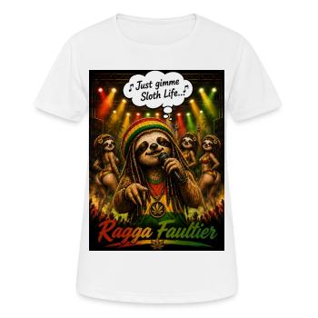 Ragga Faultier – Just Gimme Sloth Life Reggae - Frauen T-Shirt atmungsaktiv - Weiß - Vorne - AI Model Female 172 dark (172cm)