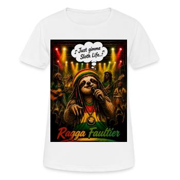 Paresseux ragga – Juste donne-moi la vie de paresse, motif musical - T-shirt respirant Femme - blanc - Devant - AI Model Female 172 dark (172cm)