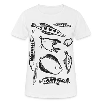FISCHE - Frauen T-Shirt atmungsaktiv - Weiß - Vorne - AI Model Female 172 dark (172cm)