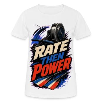 RATE THEN POWER - Frauen T-Shirt atmungsaktiv - Weiß - Vorne - AI Model Female 172 dark (172cm)