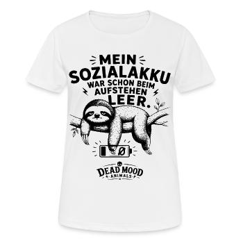 Mein Sozialakku war schon beim Aufstehen leer - Frauen T-Shirt atmungsaktiv - Weiß - Vorne - AI Model Female 172 dark (172cm)