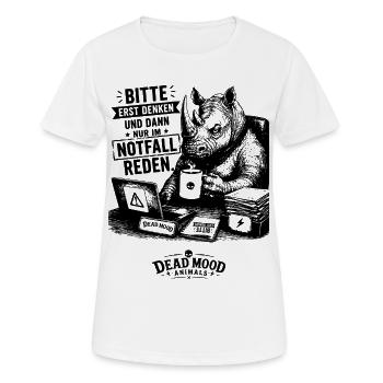 Bitte erst denken und dann nur im Notfall reden - Frauen T-Shirt atmungsaktiv - Weiß - Vorne - AI Model Female 172 dark (172cm)