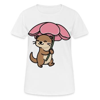Loutre sous la pluie sous champignon - T-shirt respirant Femme - blanc - Devant - AI Model Female 172 dark (172cm)