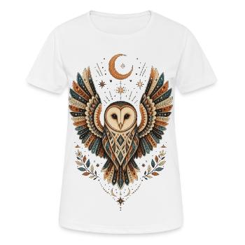 Chouette mystique sous la lune - T-shirt respirant Femme - blanc - Devant - AI Model Female 172 dark (172cm)
