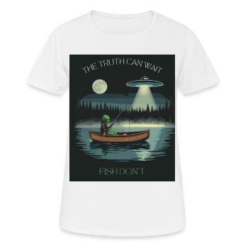 Space Fisherman : La vérité t’attend - T-shirt respirant Femme - blanc - Devant - AI Model Female 172 dark (172cm)