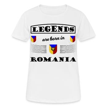 Dreifarbiges Rumänien Wappenmotiv - Frauen T-Shirt atmungsaktiv - Weiß - Vorne - AI Model Female 172 dark (172cm)