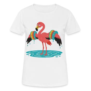 Flamingo mit Schwimmflügeln - Frauen T-Shirt atmungsaktiv - Weiß - Vorne - AI Model Female 172 dark (172cm)