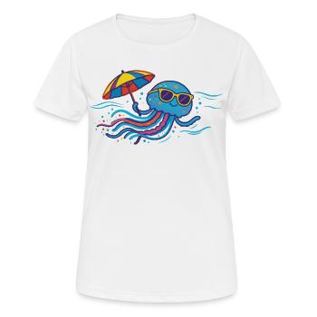 Méduses avec parasol - T-shirt respirant Femme - blanc - Devant - AI Model Female 172 dark (172cm)