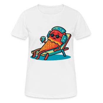 Cornet de glace avec coup de soleil - T-shirt respirant Femme - blanc - Devant - AI Model Female 172 dark (172cm)