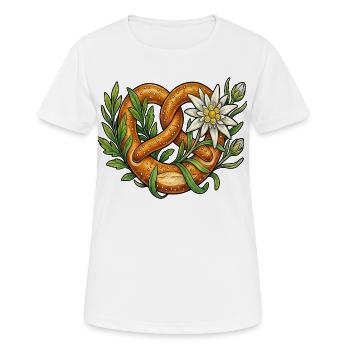 Remplacement des costumes traditionnels du Pretzel Edelweiss Festival Folklorique - T-shirt respirant Femme - blanc - Devant - AI Model Female 172 dark (172cm)