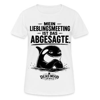 Lustiges Orca Meeting | Büro Humor & Homeoffice - Frauen T-Shirt atmungsaktiv - Weiß - Vorne - AI Model Female 172 dark (172cm)