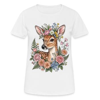 Festival folklorique des costumes traditionnels des fleurs de fauve de cerf cadeau de remplacement - T-shirt respirant Femme - blanc - Devant - AI Model Female 172 dark (172cm)
