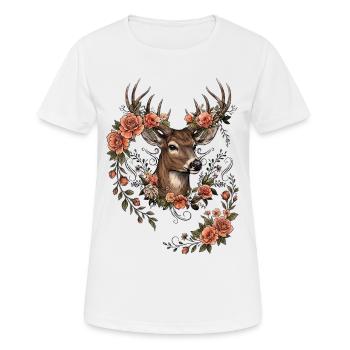 Deer Antlers Folk Festival Traditional Costumes Replacement Gift - Women's Breathable T-Shirt - white - Front - AI Model Female 172 dark (172cm)