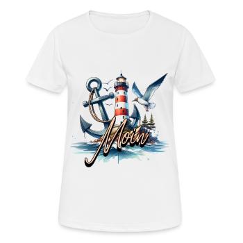 Phare Moin Seagull - T-shirt respirant Femme - blanc - Devant - AI Model Female 172 dark (172cm)