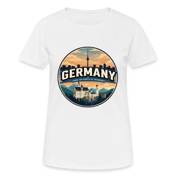Insigne du château de Neuschwanstein en Allemagne rétro - T-shirt respirant Femme - blanc - Devant - AI Model Female 172 dark (172cm)