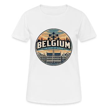 Insigne rétro belge de Bruxelles Grand Place - T-shirt respirant Femme - blanc - Devant - AI Model Female 172 dark (172cm)