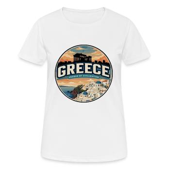 Insigne de voyage de Santorin en Grèce rétro - T-shirt respirant Femme - blanc - Devant - AI Model Female 172 dark (172cm)