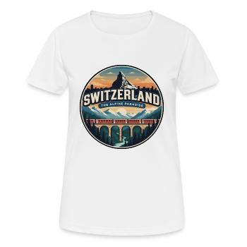 Retro Schweiz Matterhorn Zugabzeichen - Frauen T-Shirt atmungsaktiv - Weiß - Vorne - AI Model Female 172 dark (172cm)