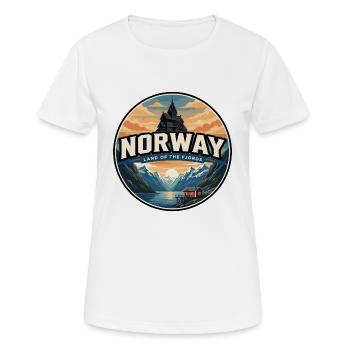 Insigne rétro de l’église en bois bénéficiant du fjord norvégien - T-shirt respirant Femme - blanc - Devant - AI Model Female 172 dark (172cm)