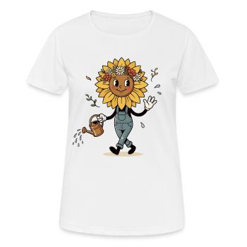 Tournesol vintage Gardener au look rétro - T-shirt respirant Femme - blanc - Devant - AI Model Female 172 dark (172cm)