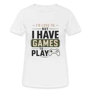 I'd love it, but I have games to play - Women's Breathable T-Shirt - white - Front - AI Model Female 172 dark (172cm)