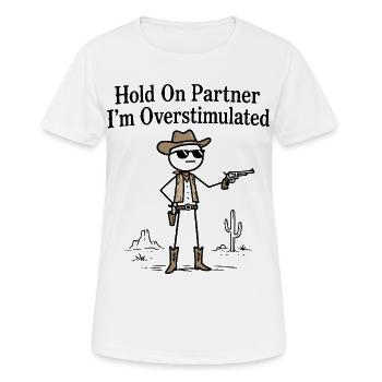 Cowboy Stickman Humor-Sinnesüberflutung - Frauen T-Shirt atmungsaktiv - Weiß - Vorne - AI Model Female 172 dark (172cm)
