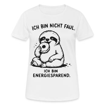 Ich bin energiesparend Faultier - Frauen T-Shirt atmungsaktiv - Weiß - Vorne - AI Model Female 172 dark (172cm)