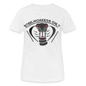 Steelworkers_only_001 - Women's Breathable T-Shirt - white - Front - AI Model Female 172 dark (172cm)