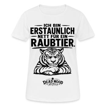 Lustiges Tiger Shirt | Schwarzer Humor & Sarkasmus - Frauen T-Shirt atmungsaktiv - Weiß - Vorne - AI Model Female 172 dark (172cm)