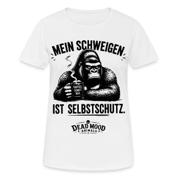 Lustiges Gorilla Design | Kaffee, Sarkasmus - Frauen T-Shirt atmungsaktiv - Weiß - Vorne - AI Model Female 172 dark (172cm)
