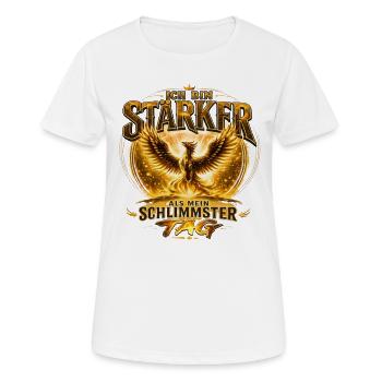 Phönix - Ich bin stärker als mein schlimmster Tag - Frauen T-Shirt atmungsaktiv - Weiß - Vorne - AI Model Female 172 dark (172cm)