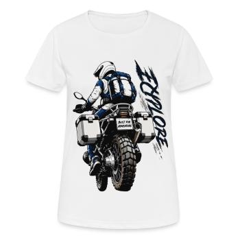 Explorer – Moto d’aventure - T-shirt respirant Femme - blanc - Devant - AI Model Female 172 dark (172cm)