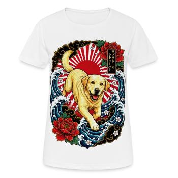 Labrador Retriever im Japan Tattoo Stil - Frauen T-Shirt atmungsaktiv - Weiß - Vorne - AI Model Female 172 dark (172cm)