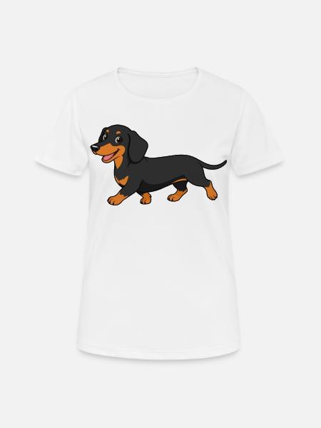 Bild eines Dackels im Cartoon-Stil - Frauen T-Shirt atmungsaktiv - Weiß