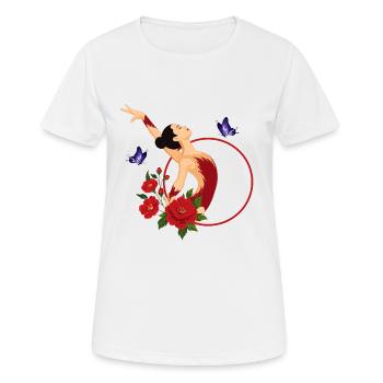 Dancing ballerina with a red circle - Women's Breathable T-Shirt - white - Front - AI Model Female 172 dark (172cm)