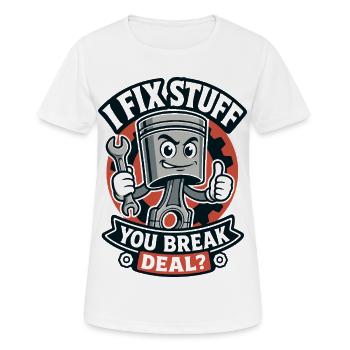 Je répare des trucs que tu casses Marché mécanicien automobile - T-shirt respirant Femme - blanc - Devant - AI Model Female 172 dark (172cm)