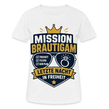 Mission Bräutigam Letzte Nacht in Freiheit - Frauen T-Shirt atmungsaktiv - Weiß - Vorne - AI Model Female 172 dark (172cm)