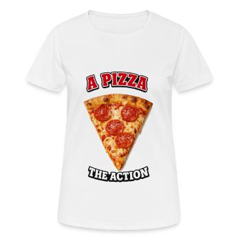 Pizza l’Action - T-shirt respirant Femme - blanc - Devant - AI Model Female 172 dark (172cm)