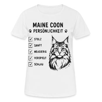 Maine Coon Persönlichkeit - Frauen T-Shirt atmungsaktiv - Weiß - Vorne - AI Model Female 172 dark (172cm)