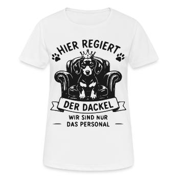 Dackelherrschaft am Thron - Frauen T-Shirt atmungsaktiv - Weiß - Vorne - AI Model Female 172 dark (172cm)