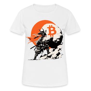 Bitcoin Samurai in the Orange Moon - Women's Breathable T-Shirt - white - Front - AI Model Female 172 dark (172cm)