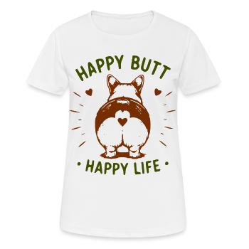 Un derrière de chien heureux – une vie heureuse - T-shirt respirant Femme - blanc - Devant - AI Model Female 172 dark (172cm)