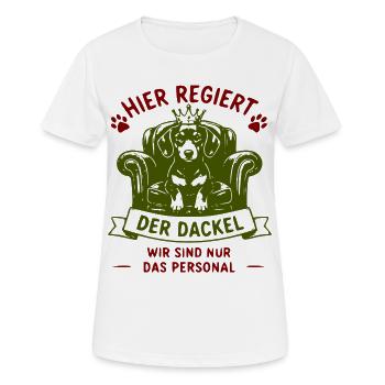 Dackel regiert: Königsstuhl - Frauen T-Shirt atmungsaktiv - Weiß - Vorne - AI Model Female 172 dark (172cm)